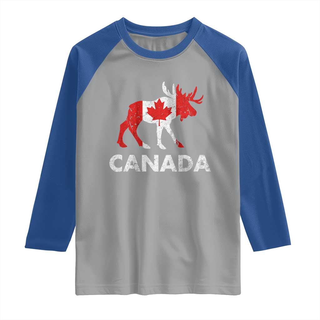 Canada Moose Maple Leaf Raglan Shirt Canadian Pride TS10 Sport Gray Royal Print Your Wear
