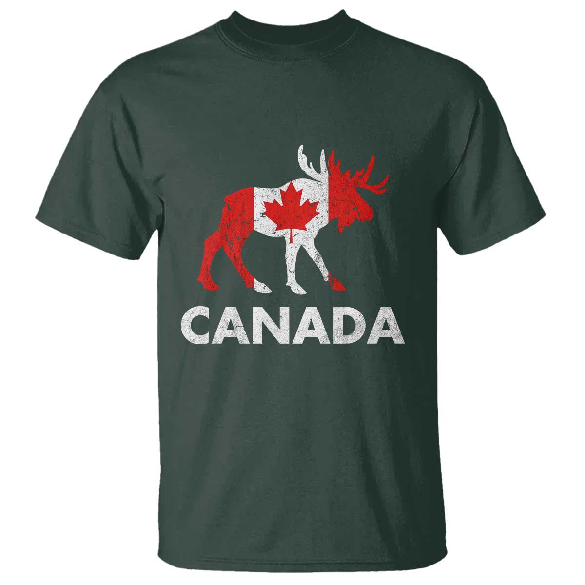 Canada Moose Maple Leaf T Shirt Canadian Pride TS10 Dark Forest Green Print Your Wear