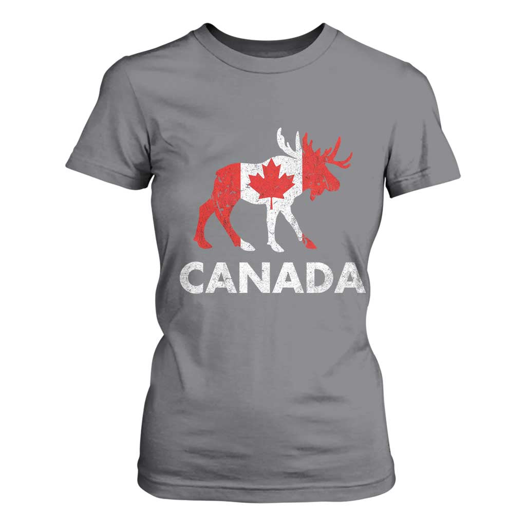 Canada Moose Maple Leaf T Shirt For Women Canadian Pride TS10 Charcoal Print Your Wear
