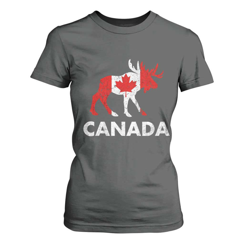 Canada Moose Maple Leaf T Shirt For Women Canadian Pride TS10 Dark Heather Print Your Wear