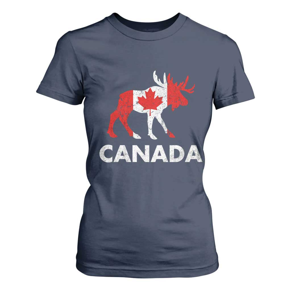 Canada Moose Maple Leaf T Shirt For Women Canadian Pride TS10 Navy Print Your Wear