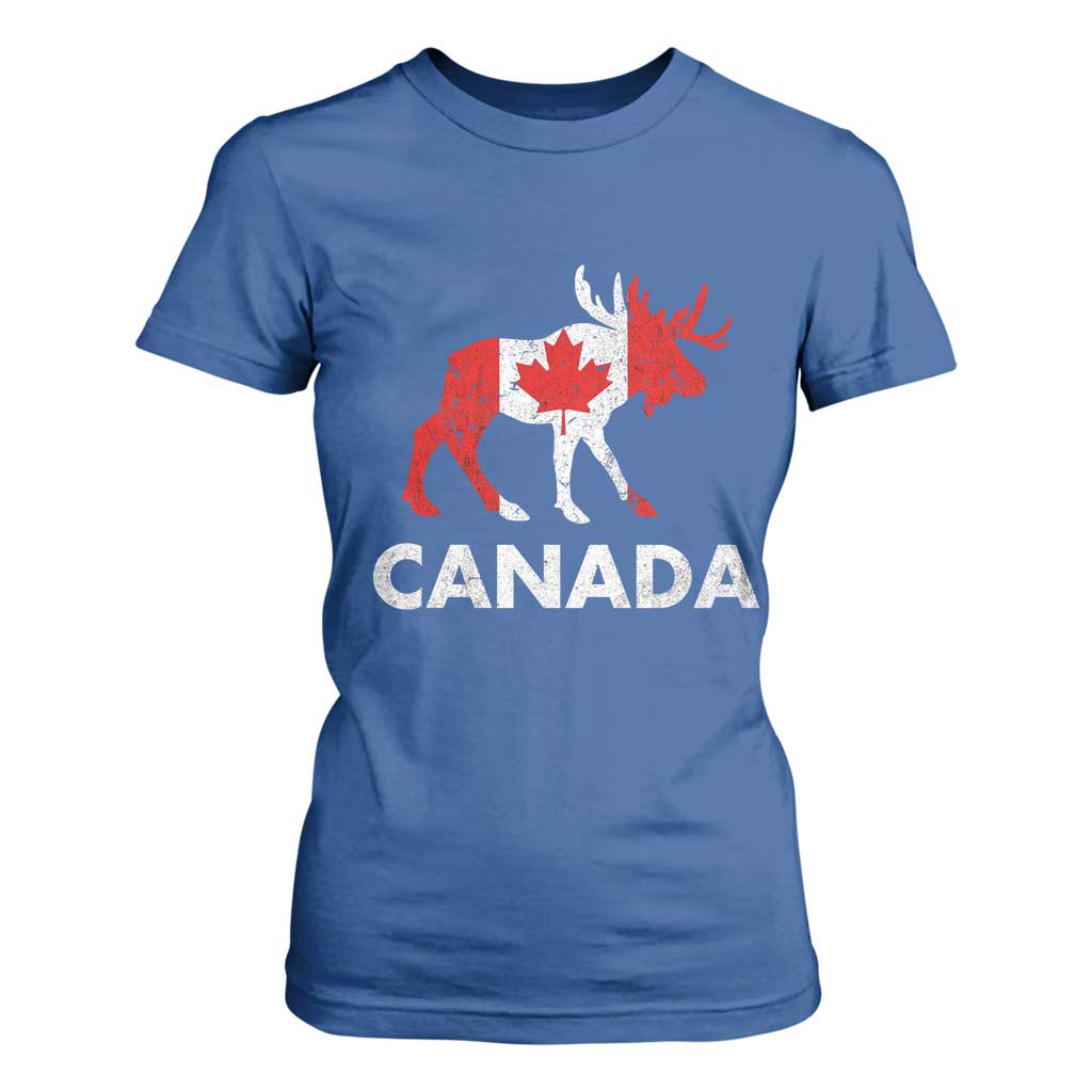 Canada Moose Maple Leaf T Shirt For Women Canadian Pride TS10 Royal Blue Print Your Wear