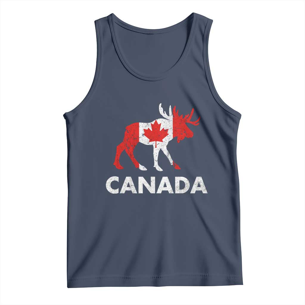 Canada Moose Maple Leaf Tank Top Canadian Pride TS10 Navy Print Your Wear