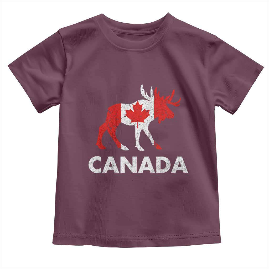 Canada Moose Maple Leaf Toddler T Shirt Canadian Pride TS10 Maroon Print Your Wear