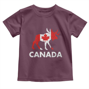 Canada Moose Maple Leaf Toddler T Shirt Canadian Pride TS10 Maroon Print Your Wear