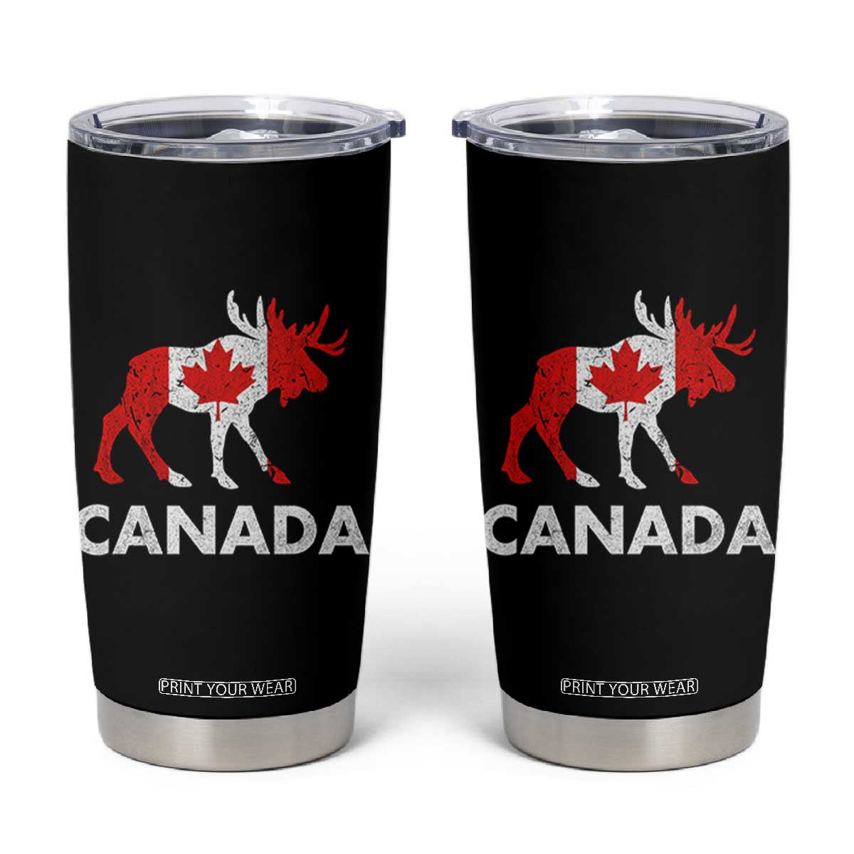 Canada Moose Maple Leaf Tumbler Cup Canadian Pride TS10 Black Print Your Wear