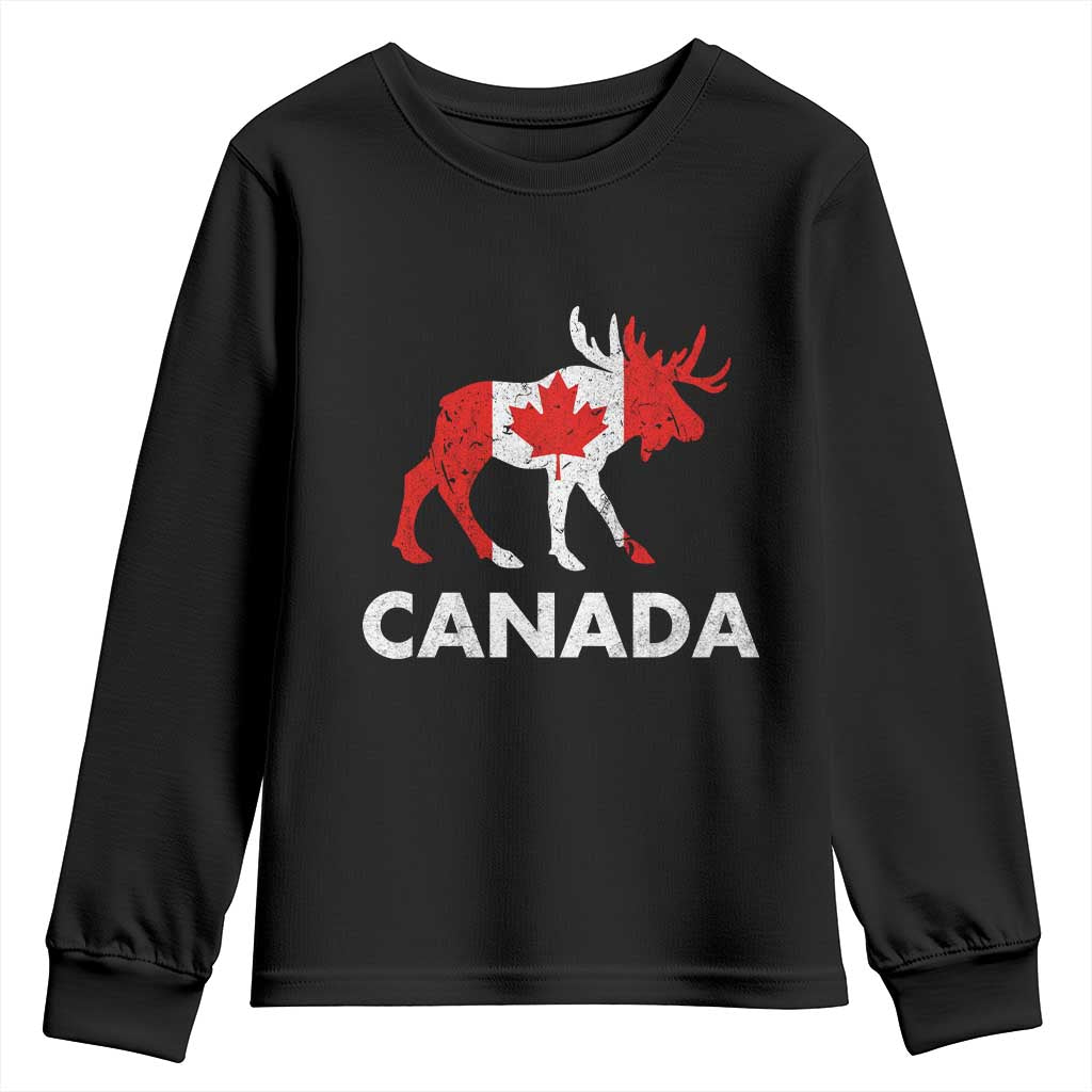 Canada Moose Maple Leaf Youth Sweatshirt Canadian Pride TS10 Black Print Your Wear