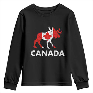 Canada Moose Maple Leaf Youth Sweatshirt Canadian Pride TS10 Black Print Your Wear