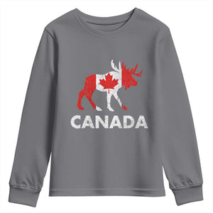 Canada Moose Maple Leaf Youth Sweatshirt Canadian Pride TS10 Charcoal Print Your Wear