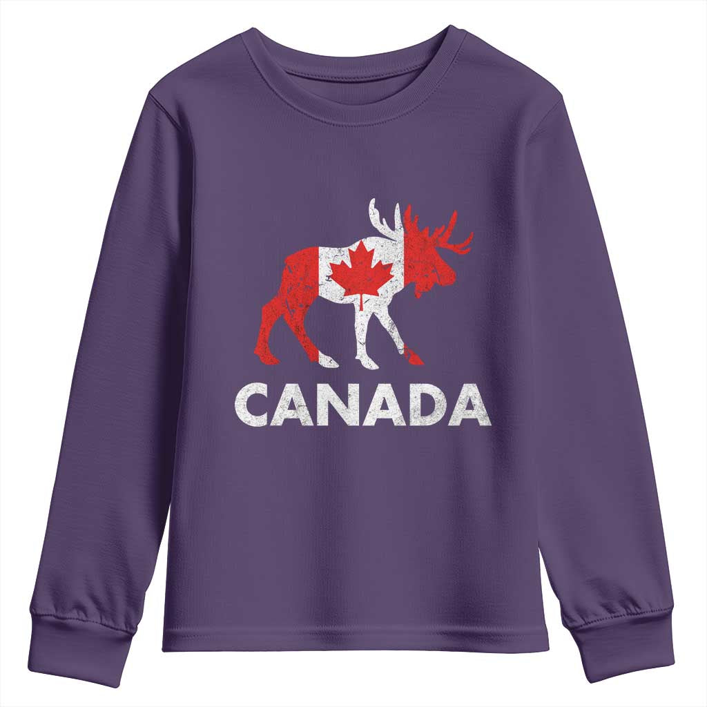 Canada Moose Maple Leaf Youth Sweatshirt Canadian Pride TS10 Purple Print Your Wear