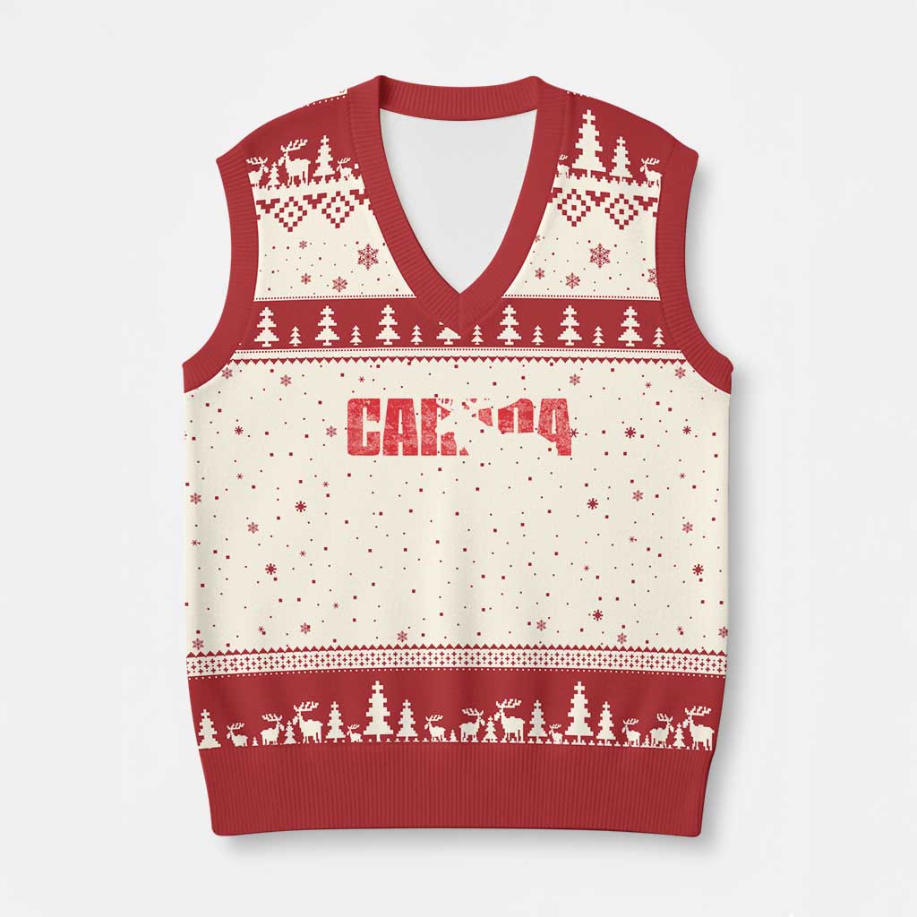 Canada Moose V-Neck Knit Sweater Vest Canadian Pride TS10 Beige Red Print Your Wear