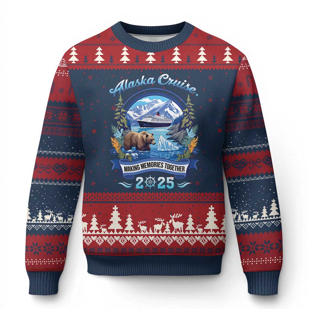 Alaska Cruising Ugly Christmas Sweater Alaskan Cruisin Together Matching Family Cruise TS10 Navy Red Print Your Wear