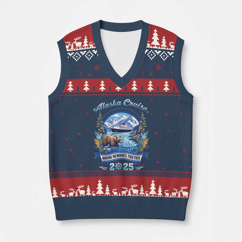 Alaska Cruising V-Neck Knit Sweater Vest Alaskan Cruisin Together Matching Family Cruise TS10 Navy Red Print Your Wear