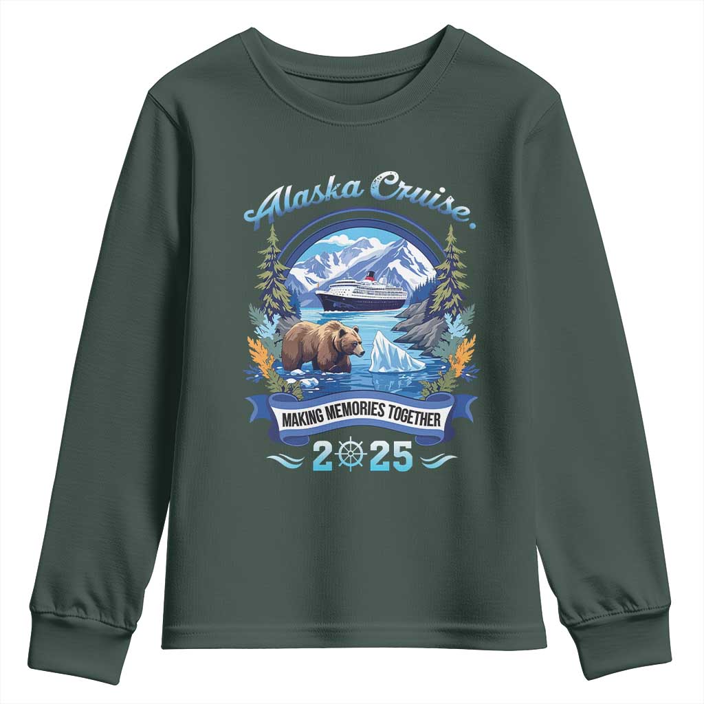 Alaska Cruising Youth Sweatshirt Alaskan Cruisin Together Matching Family Cruise TS10 Dark Forest Green Print Your Wear