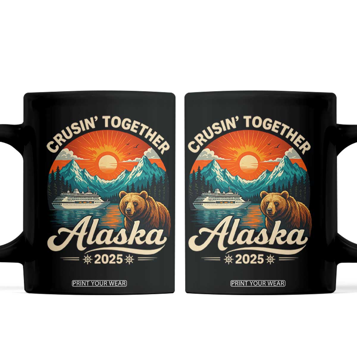 Alaska Cruise Coffee Mug Retro Alaskan Cruisin Together Matching Family Cruise TS10 Black Print Your Wear