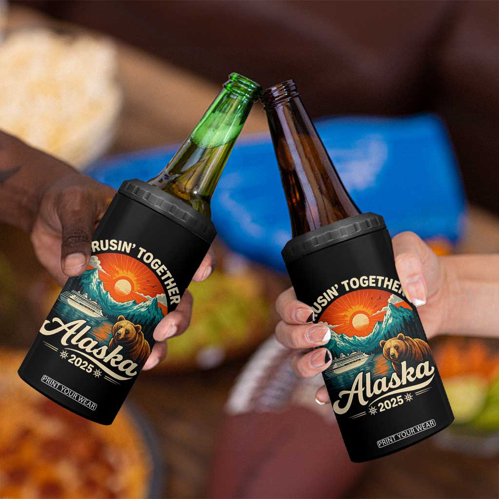 Alaska Cruise 4 in 1 Can Cooler Tumbler Retro Alaskan Cruisin Together Matching Family Cruise TS10 Print Your Wear