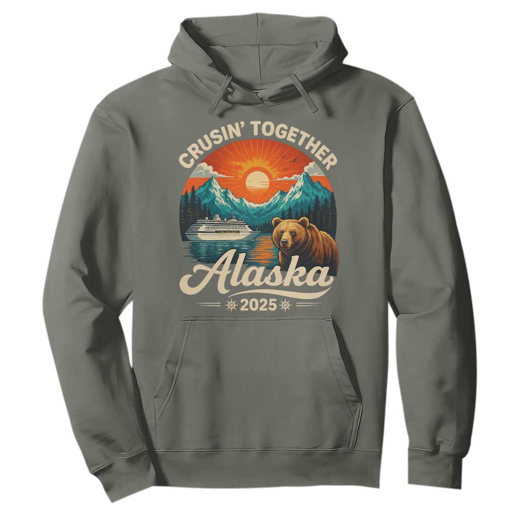 Alaska Cruise Hoodie Retro Alaskan Cruisin Together Matching Family Cruise TS10 Military Green Print Your Wear
