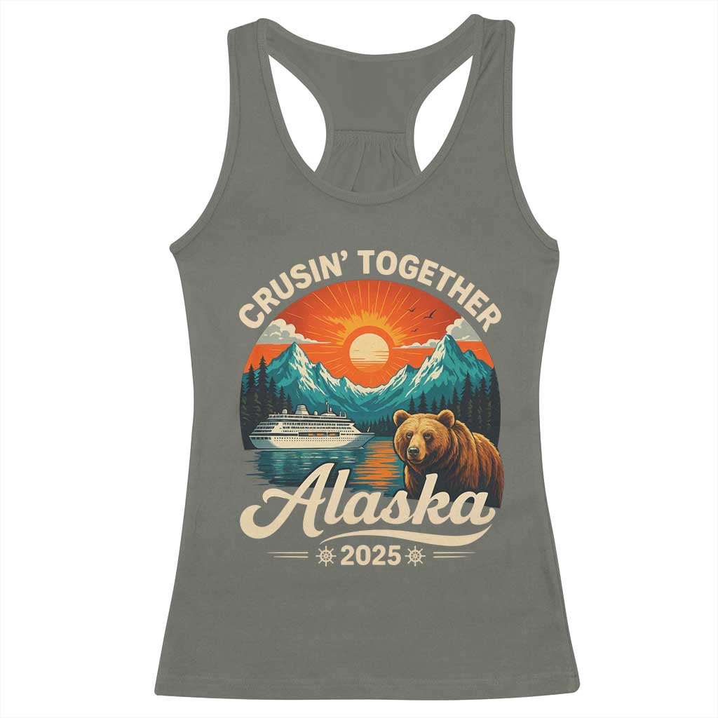 Alaska Cruise Racerback Tank Top Retro Alaskan Cruisin Together Matching Family Cruise TS10 Military Green Print Your Wear