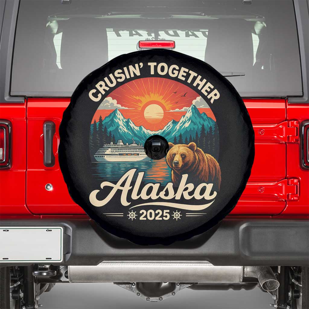 Alaska Cruise Spare Tire Cover Retro Alaskan Cruisin Together Matching Family Cruise TS10 Black Print Your Wear