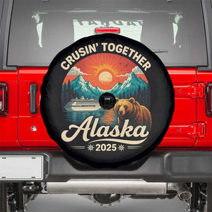Alaska Cruise Spare Tire Cover Retro Alaskan Cruisin Together Matching Family Cruise TS10 Black Print Your Wear