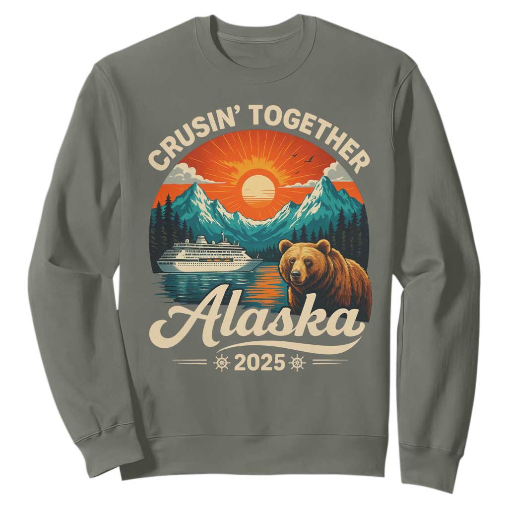 Alaska Cruise Sweatshirt Retro Alaskan Cruisin Together Matching Family Cruise TS10 Military Green Print Your Wear