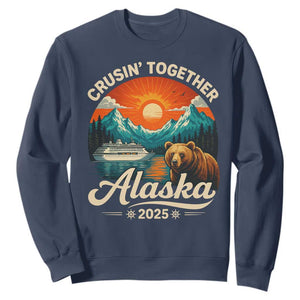 Alaska Cruise Sweatshirt Retro Alaskan Cruisin Together Matching Family Cruise TS10 Navy Print Your Wear