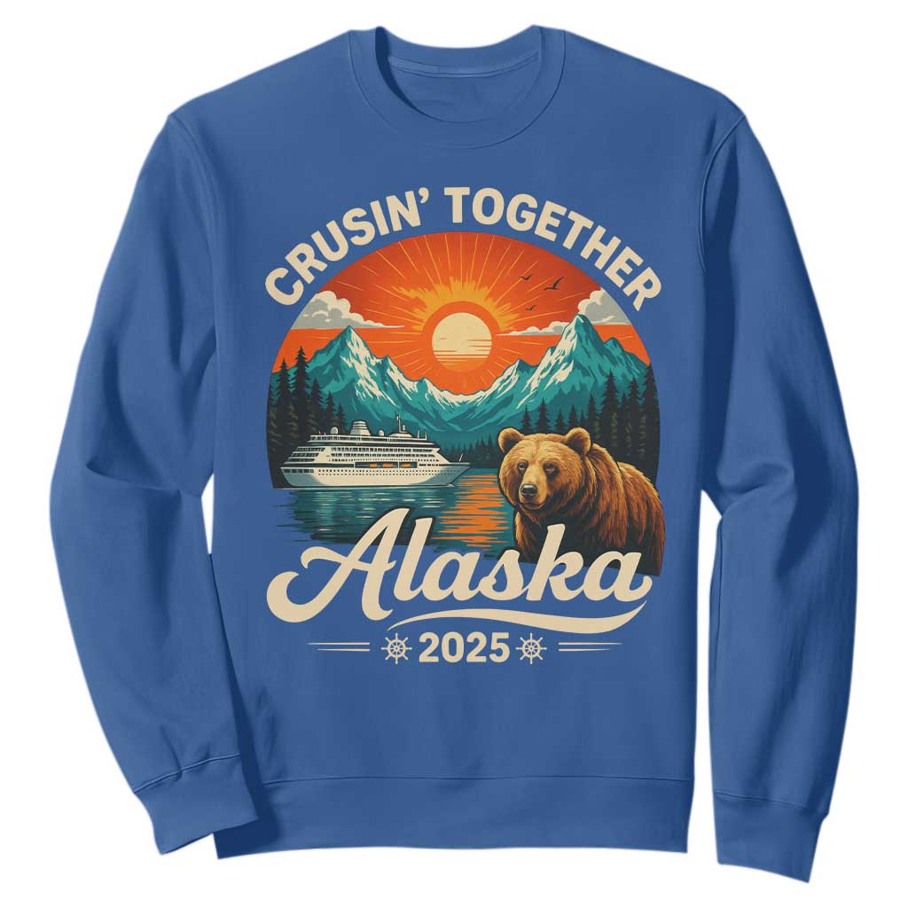 Alaska Cruise Sweatshirt Retro Alaskan Cruisin Together Matching Family Cruise TS10 Royal Blue Print Your Wear