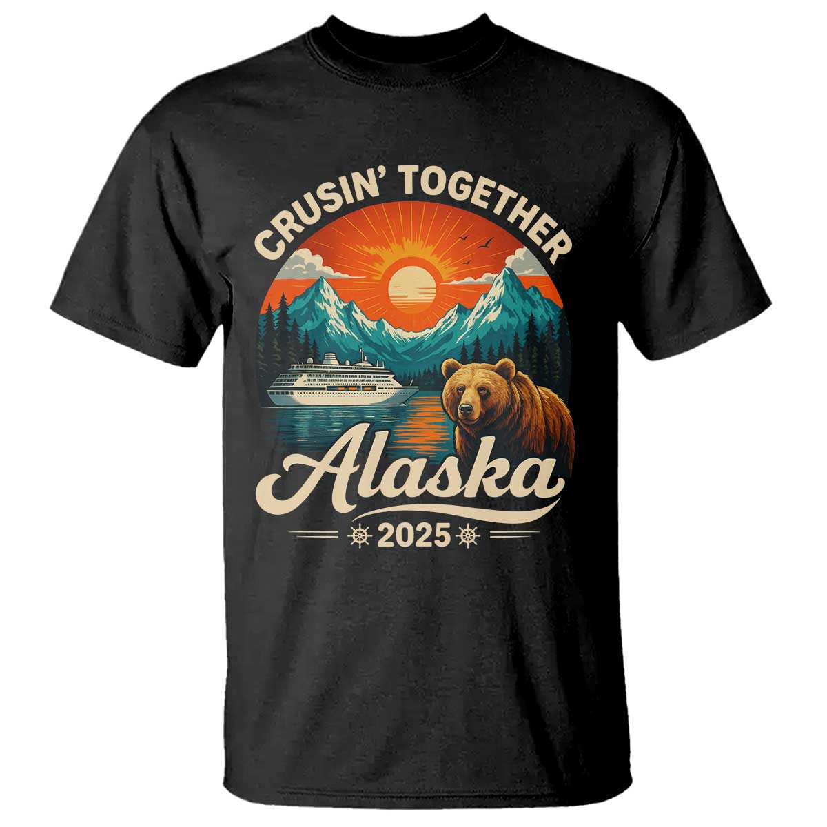 Alaska Cruise T Shirt Retro Alaskan Cruisin Together Matching Family Cruise TS10 Black Print Your Wear