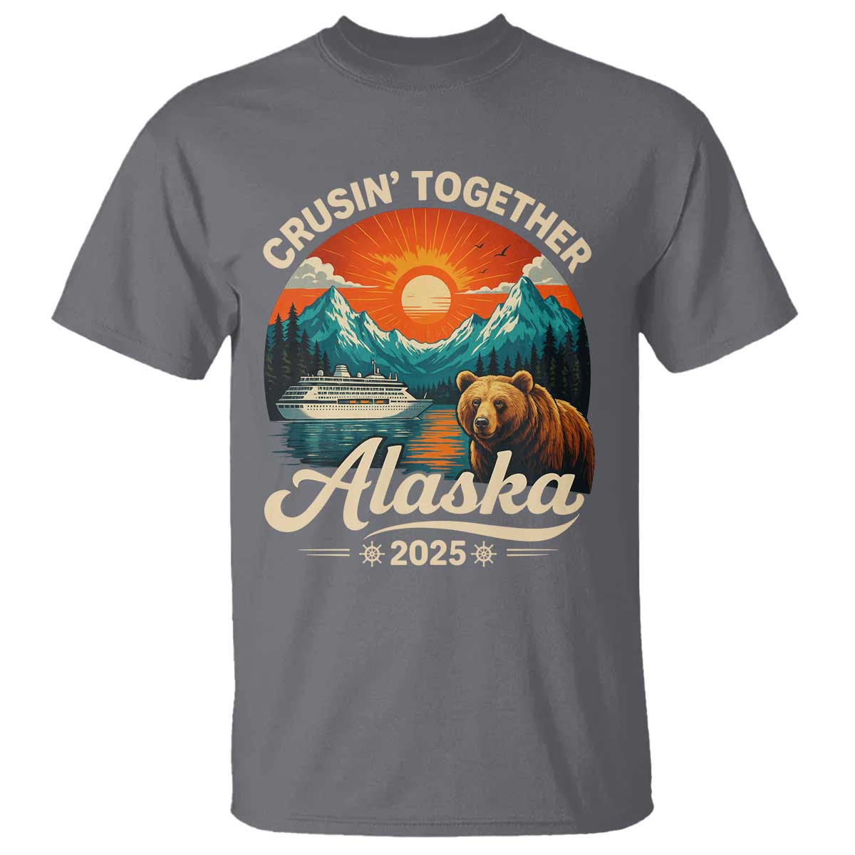 Alaska Cruise T Shirt Retro Alaskan Cruisin Together Matching Family Cruise TS10 Charcoal Print Your Wear