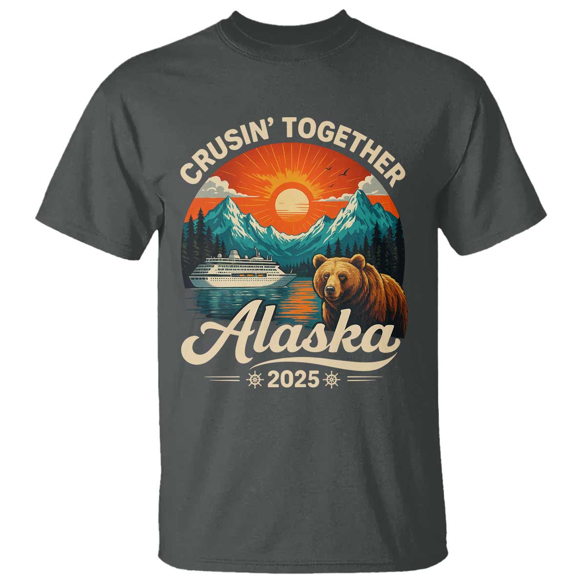 Alaska Cruise T Shirt Retro Alaskan Cruisin Together Matching Family Cruise TS10 Dark Heather Print Your Wear