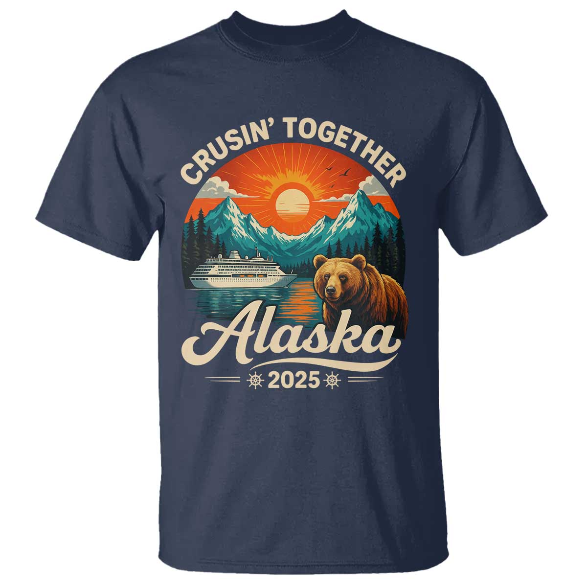Alaska Cruise T Shirt Retro Alaskan Cruisin Together Matching Family Cruise TS10 Navy Print Your Wear
