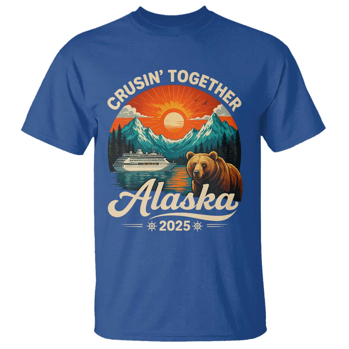 Alaska Cruise T Shirt Retro Alaskan Cruisin Together Matching Family Cruise TS10 Royal Blue Print Your Wear