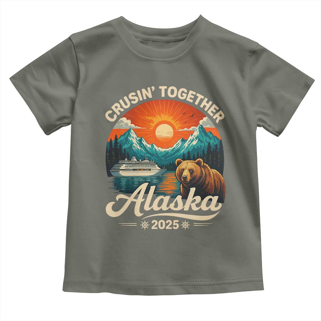 Alaska Cruise Toddler T Shirt Retro Alaskan Cruisin Together Matching Family Cruise TS10 Military Green Print Your Wear