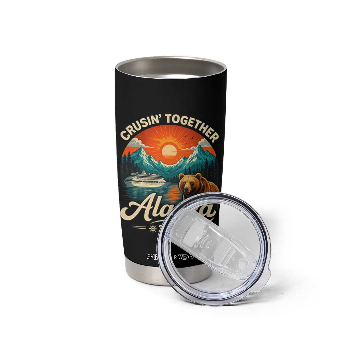 Alaska Cruise Tumbler Cup Retro Alaskan Cruisin Together Matching Family Cruise TS10 Print Your Wear
