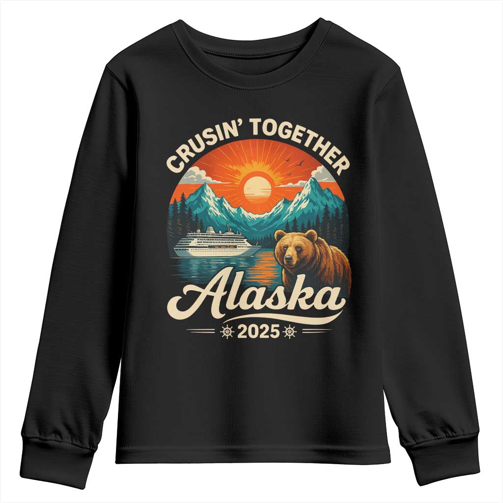 Alaska Cruise Youth Sweatshirt Retro Alaskan Cruisin Together Matching Family Cruise TS10 Black Print Your Wear
