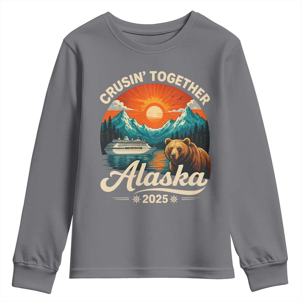 Alaska Cruise Youth Sweatshirt Retro Alaskan Cruisin Together Matching Family Cruise TS10 Charcoal Print Your Wear