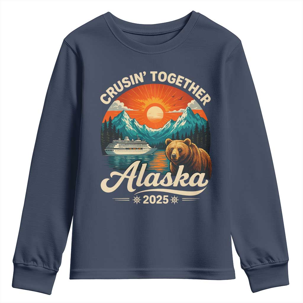 Alaska Cruise Youth Sweatshirt Retro Alaskan Cruisin Together Matching Family Cruise TS10 Navy Print Your Wear