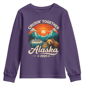 Alaska Cruise Youth Sweatshirt Retro Alaskan Cruisin Together Matching Family Cruise TS10 Purple Print Your Wear