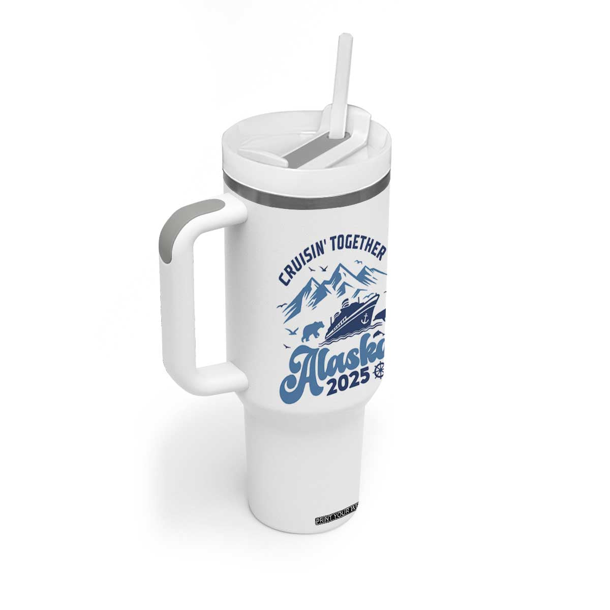 Alaska Cruise Tumbler With Handle Cruisin Together Matching Family Cruise 2025 TS10 Print Your Wear