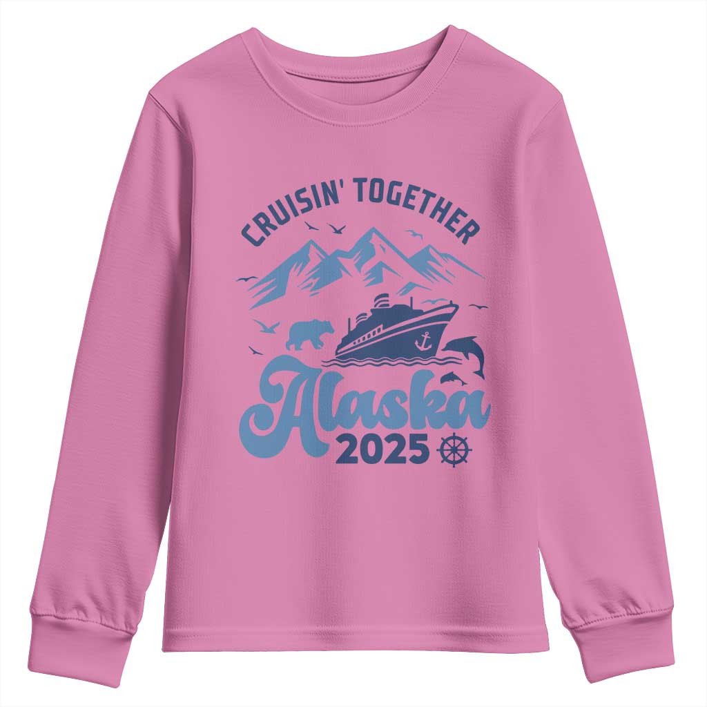 Alaska Cruise Youth Sweatshirt Cruisin Together Matching Family Cruise 2025 TS10 Azalea Print Your Wear