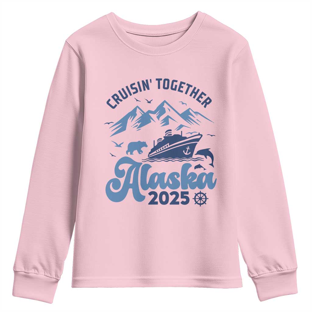 Alaska Cruise Youth Sweatshirt Cruisin Together Matching Family Cruise 2025 TS10 Light Pink Print Your Wear