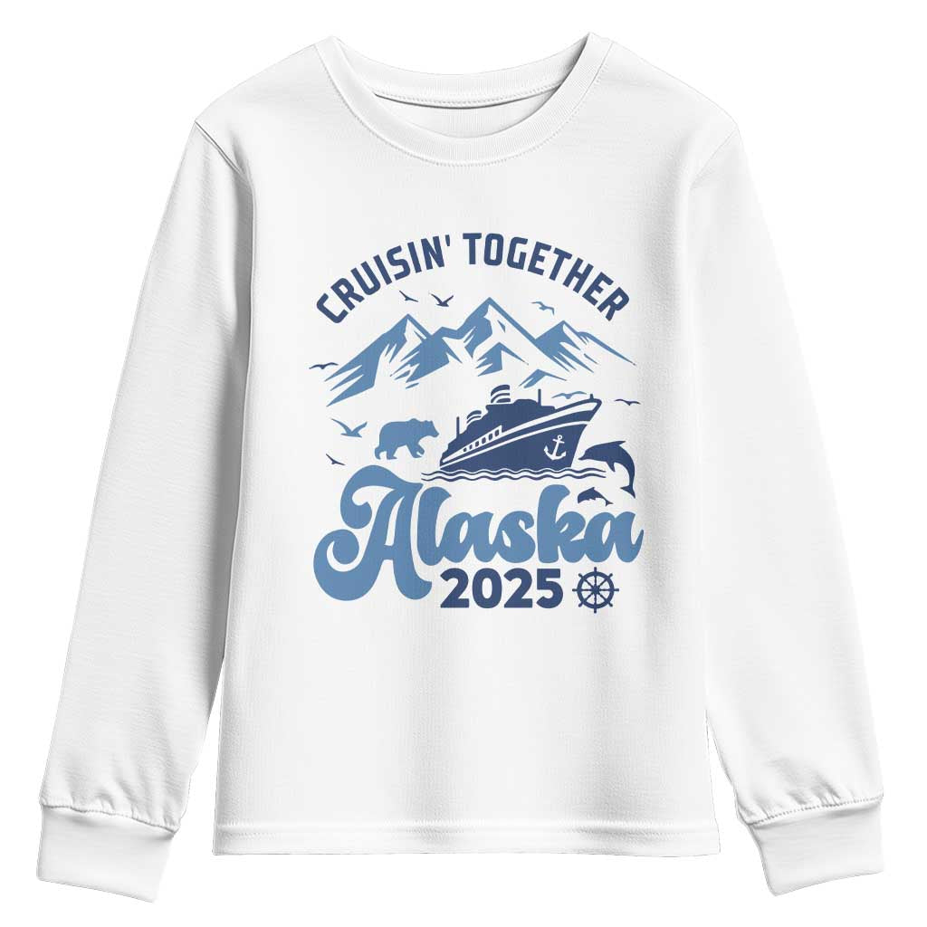 Alaska Cruise Youth Sweatshirt Cruisin Together Matching Family Cruise 2025 TS10 White Print Your Wear