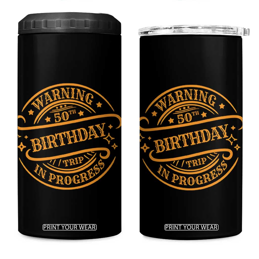 50th Birthday Trip 4 in 1 Can Cooler Tumbler Retro Funny Milestone Vacation TS10 One Size: 16 oz Black Print Your Wear
