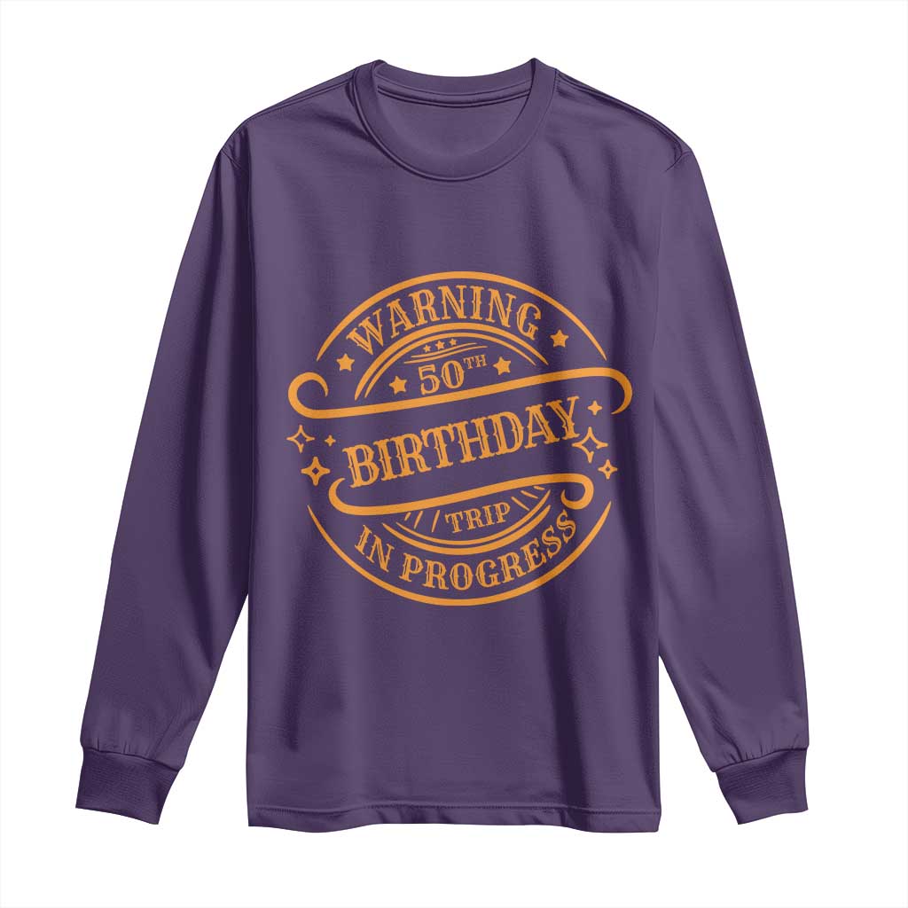50th Birthday Trip Long Sleeve Shirt Retro Funny Milestone Vacation TS10 Purple Print Your Wear