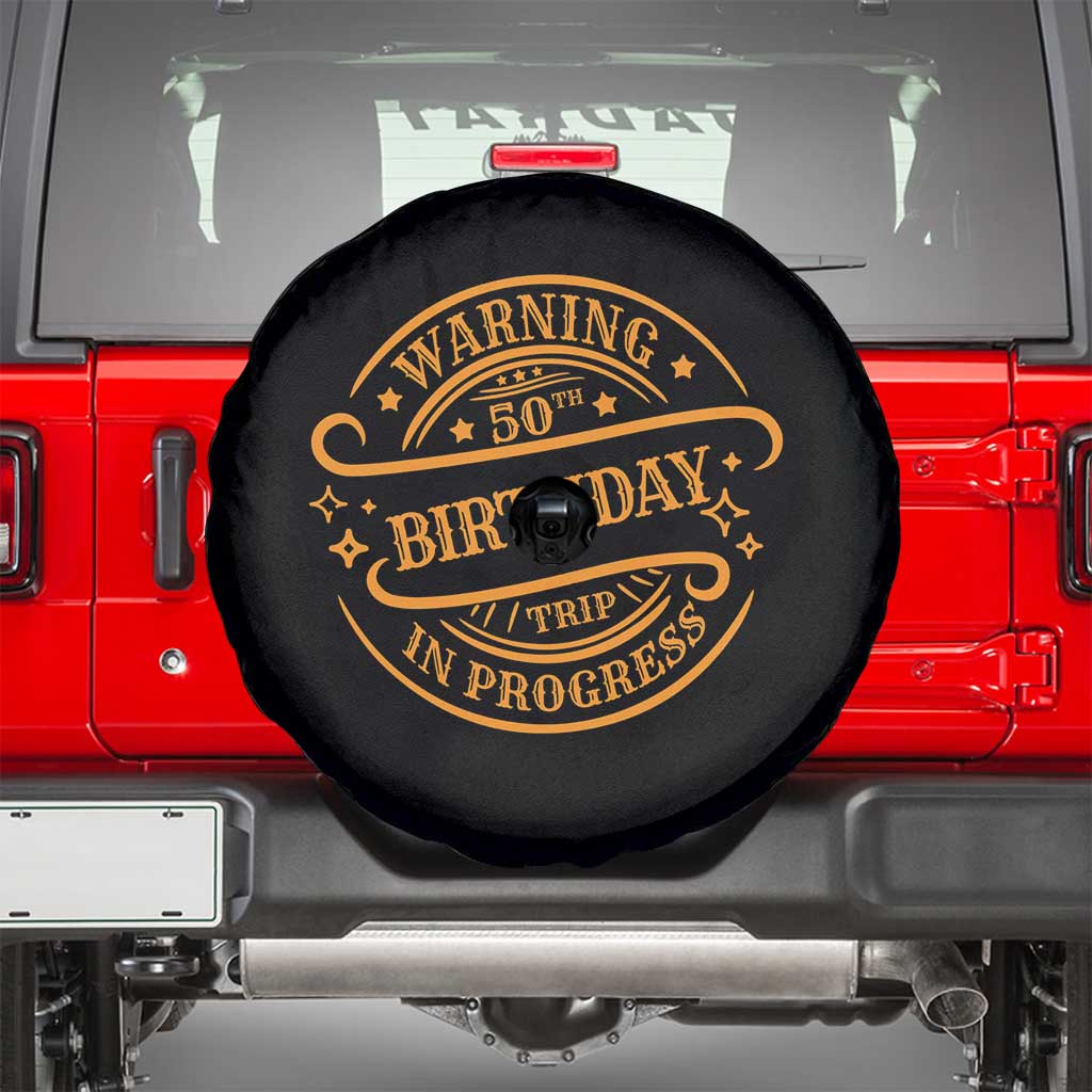 50th Birthday Trip Spare Tire Cover Retro Funny Milestone Vacation TS10 Black Print Your Wear