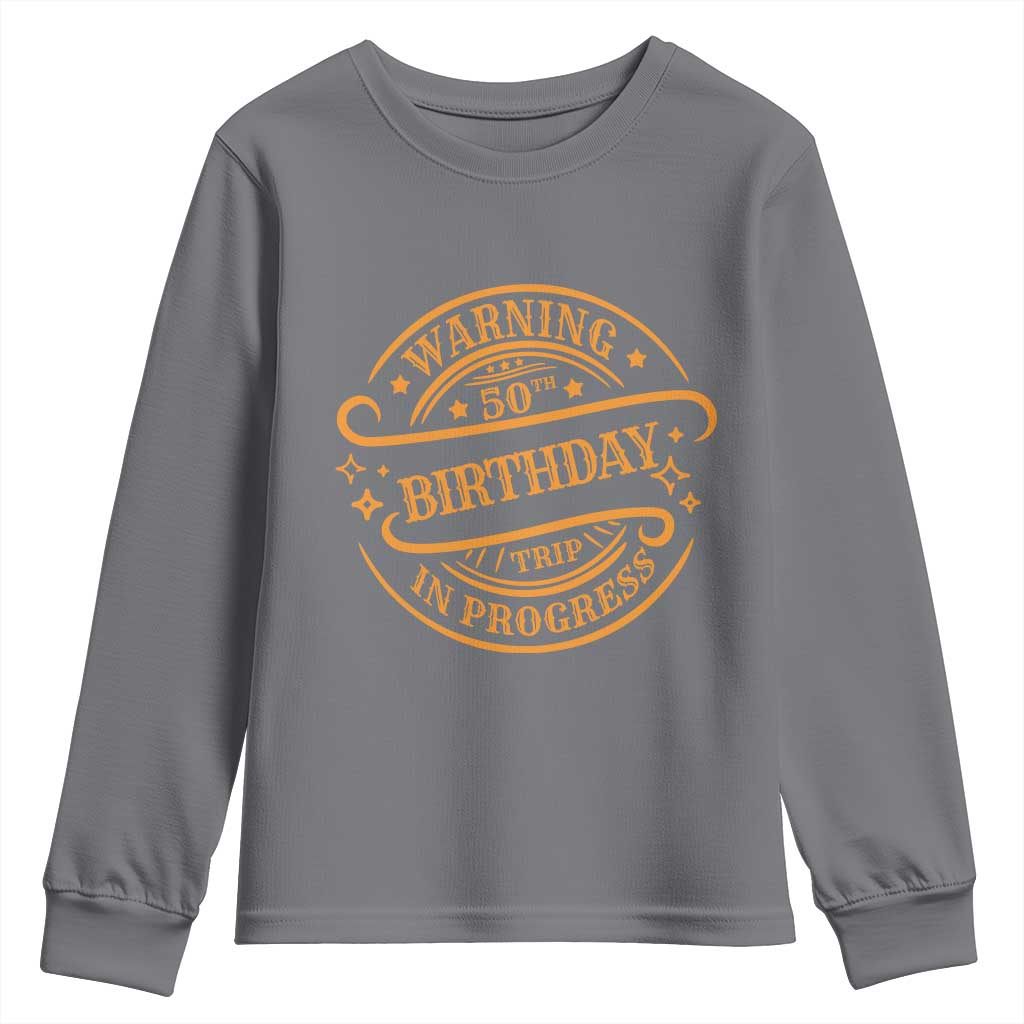 50th Birthday Trip Youth Sweatshirt Retro Funny Milestone Vacation TS10 Charcoal Print Your Wear