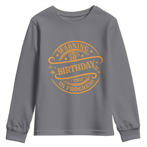 50th Birthday Trip Youth Sweatshirt Retro Funny Milestone Vacation TS10 Charcoal Print Your Wear