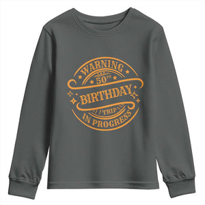 50th Birthday Trip Youth Sweatshirt Retro Funny Milestone Vacation TS10 Dark Heather Print Your Wear