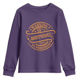 50th Birthday Trip Youth Sweatshirt Retro Funny Milestone Vacation TS10 Purple Print Your Wear