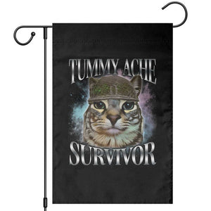 Tummy Ache Survivor Cat Meme Garden Flag Vintage 90s Graphic Funny Stomach Issues Bootleg TS10 Black Print Your Wear